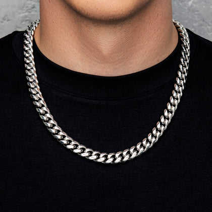 Łańcuch Miami Cuban Link 12mm Białe Złoto