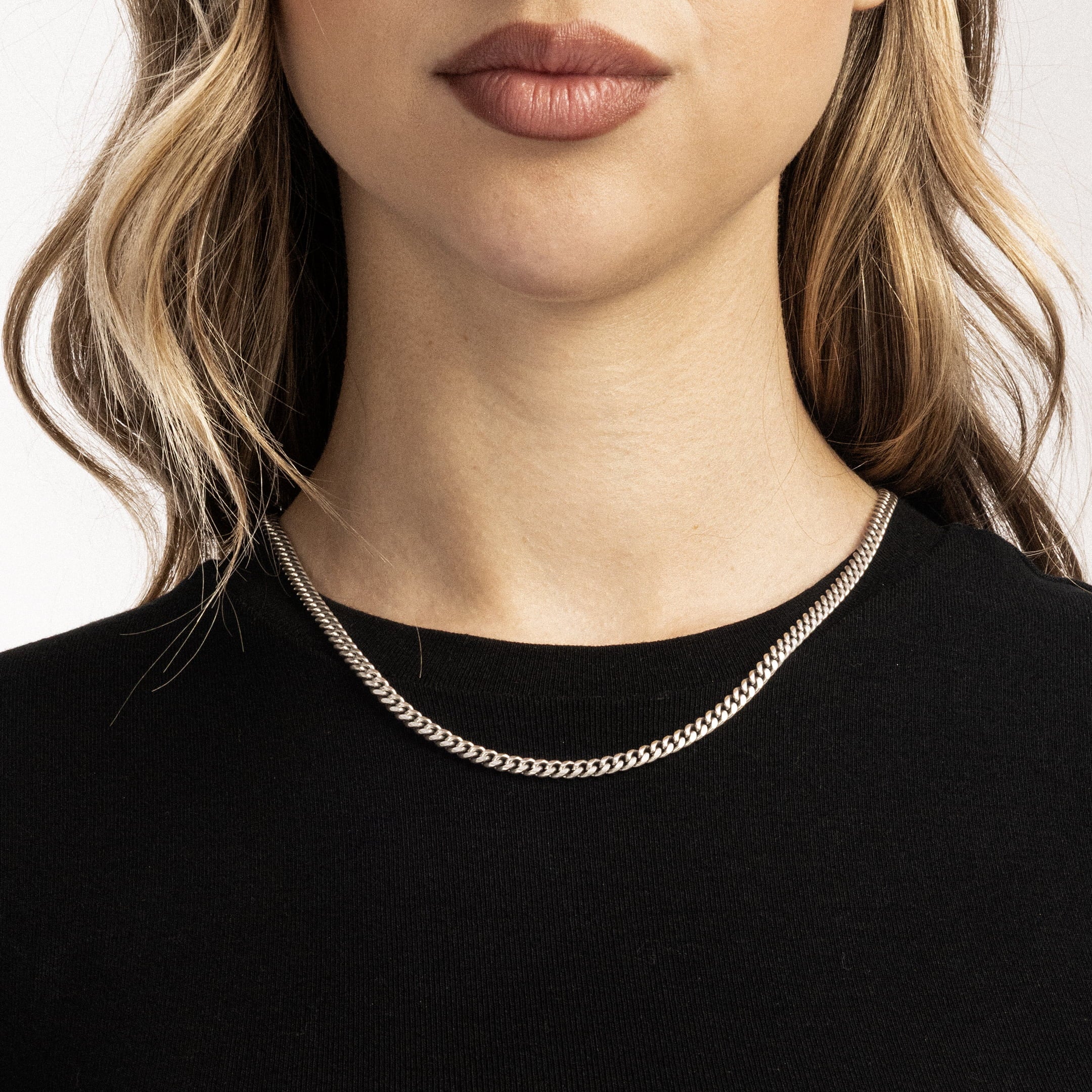 Łańcuch Miami Cuban Link 4mm Raw Białe Złoto