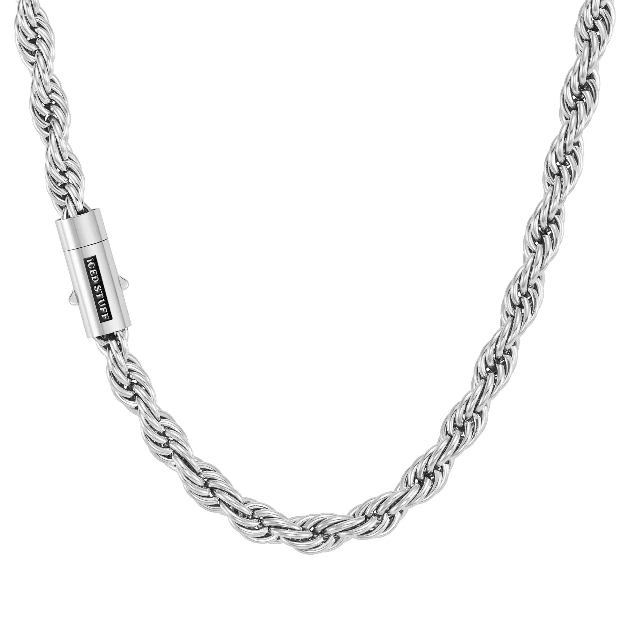 Łańcuch Rope 10mm Białe Złoto