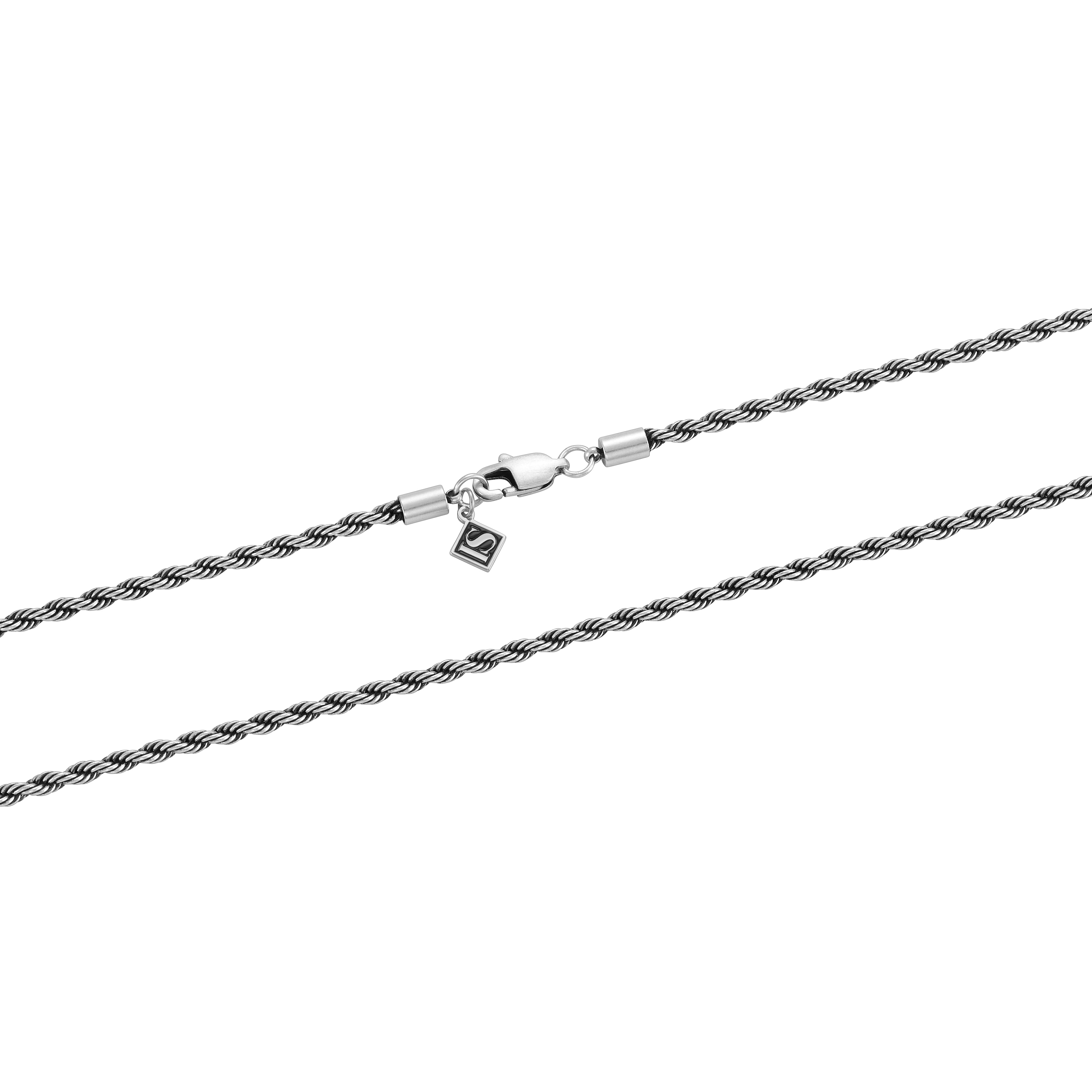 Łańcuch Rope 3mm Raw Białe Złoto