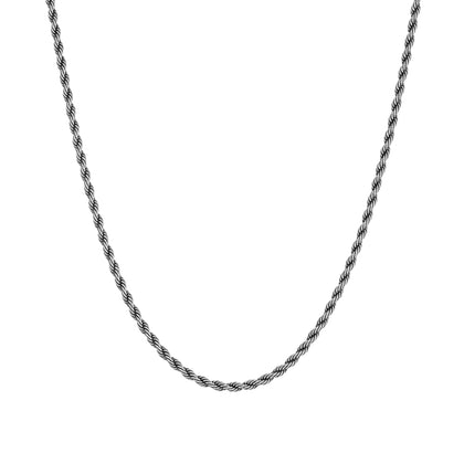 Łańcuch Rope 4mm Raw Białe Złoto