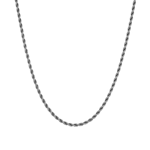 Łańcuch Rope 4mm Raw Białe Złoto