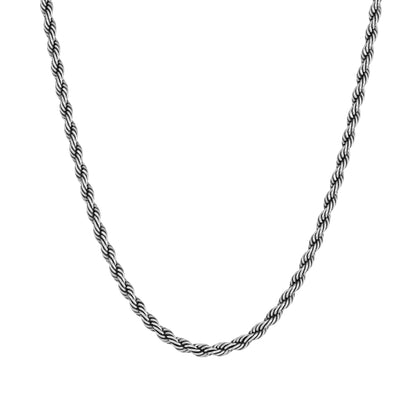 Łańcuch Rope 6mm Raw Białe Złoto
