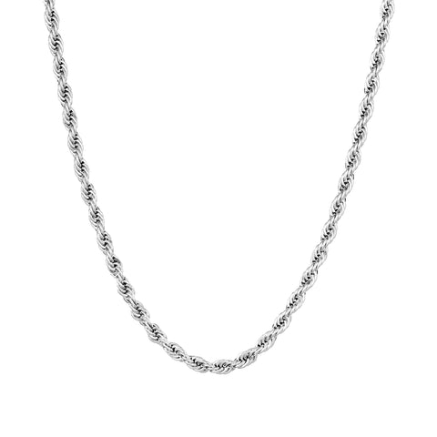 Łańcuch Rope 4mm Białe Złoto