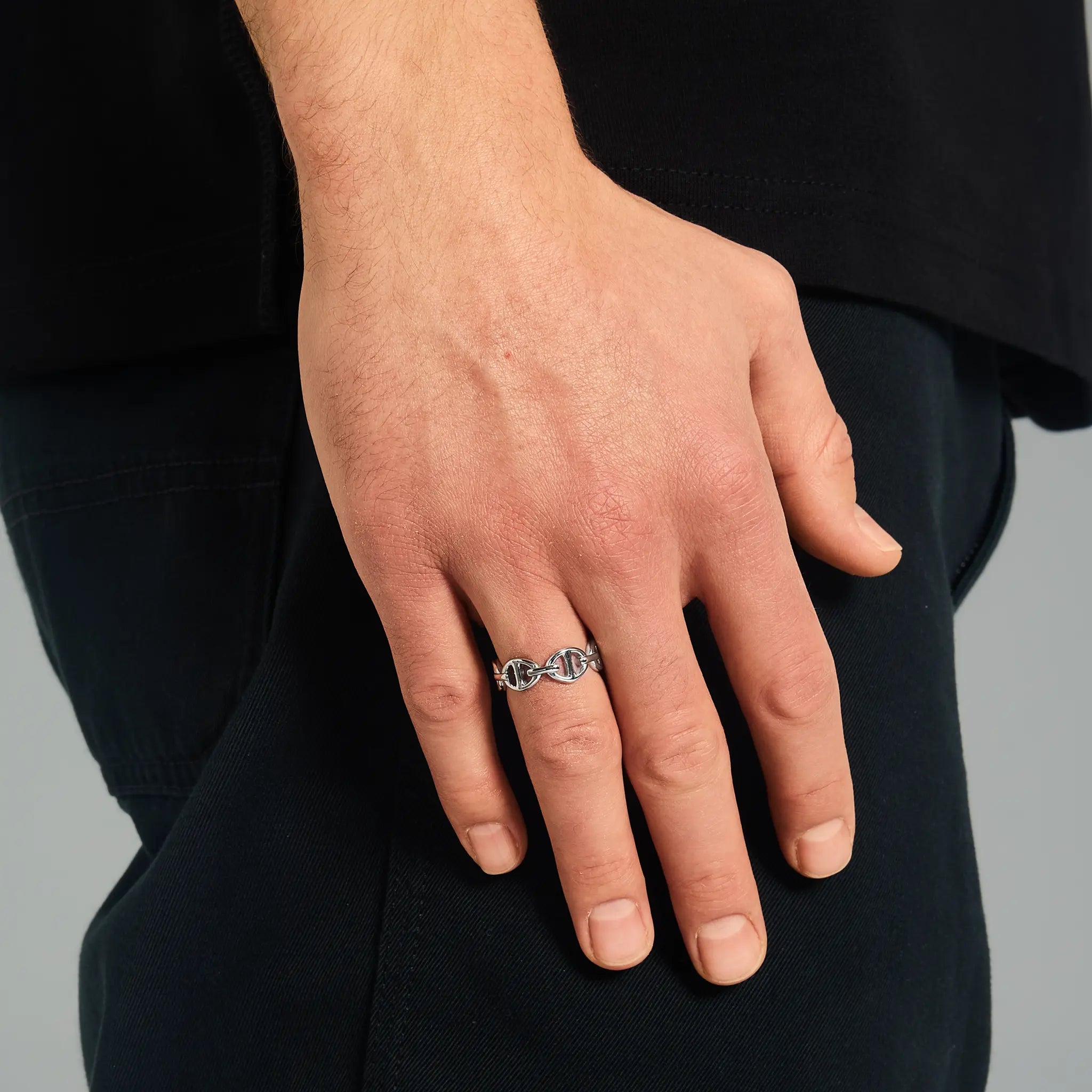 Pierścień Anchor Białe Złoto