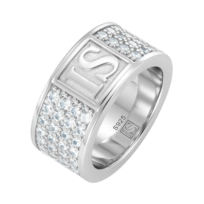 Pierścień Band Diamond IS S925 Białe Złoto