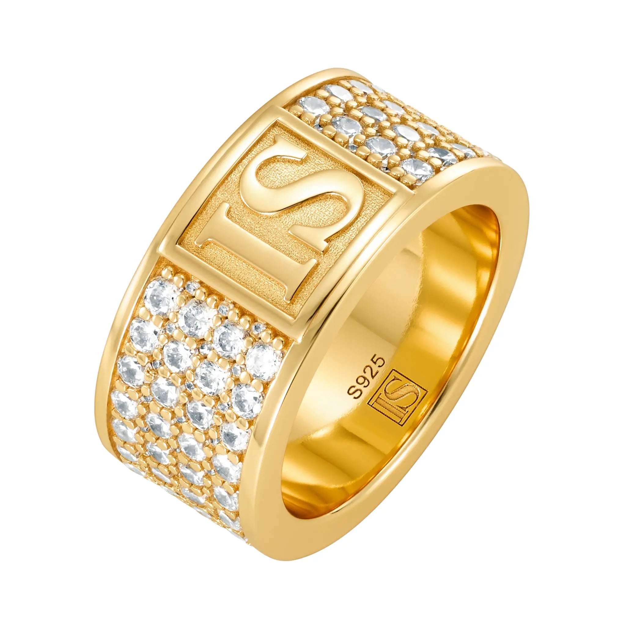 Pierścień Band Diamond IS S925 Złoto