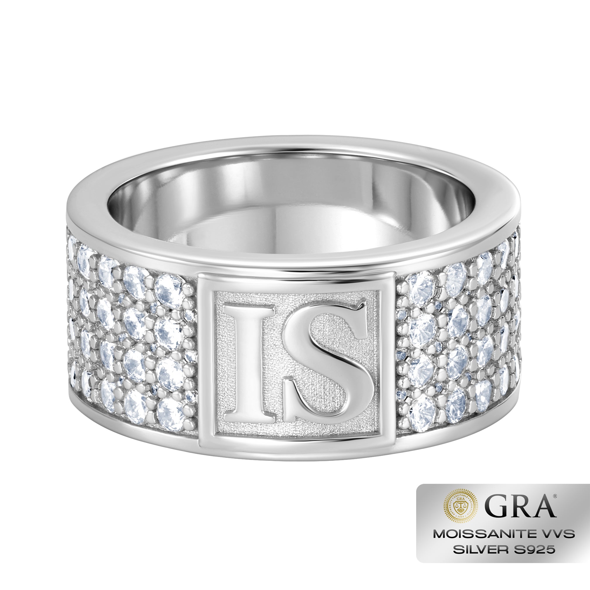 Pierścień Band Diamond IS Moissanit VVS S925 Białe Złoto