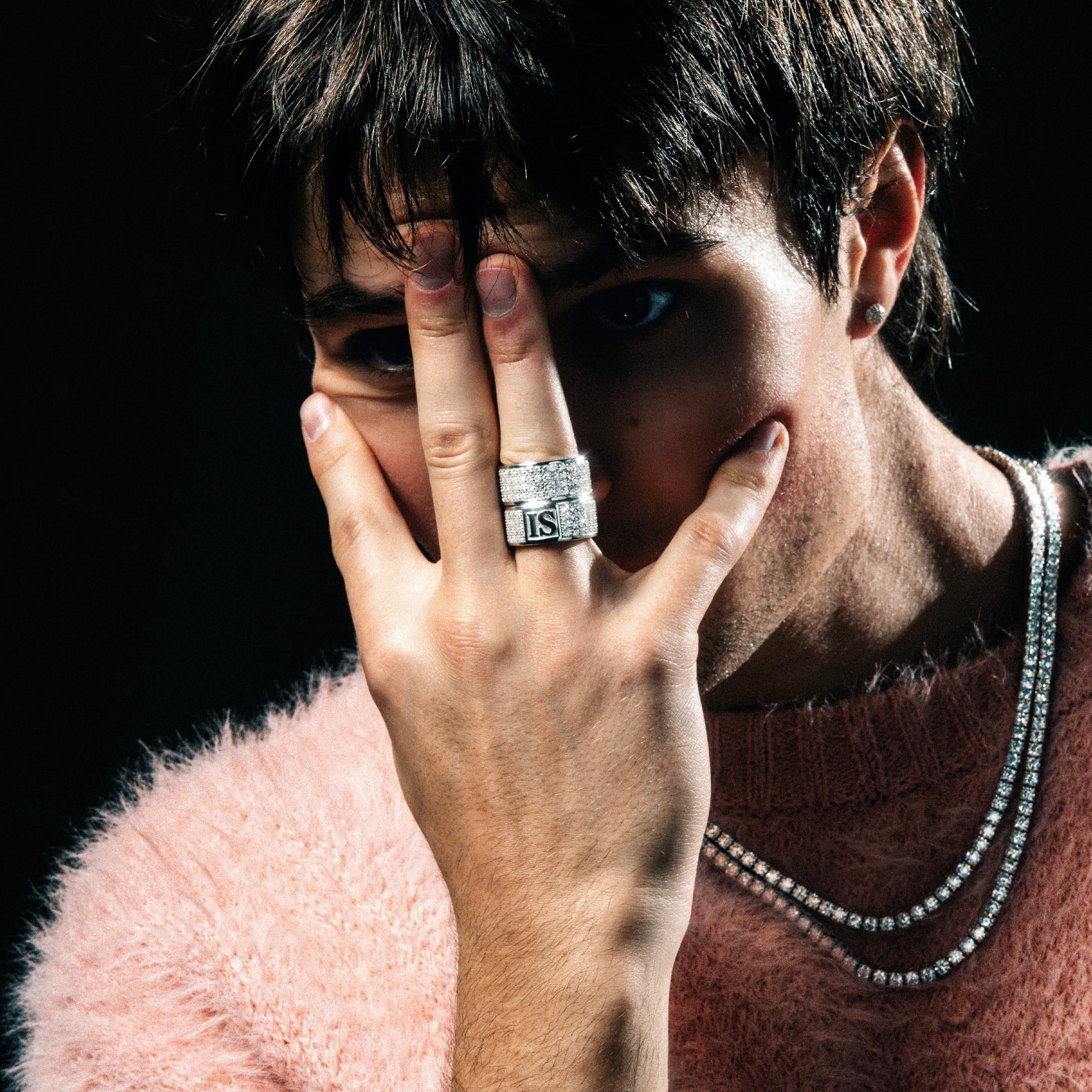Pierścień Band Diamond IS Moissanit VVS S925 Białe Złoto