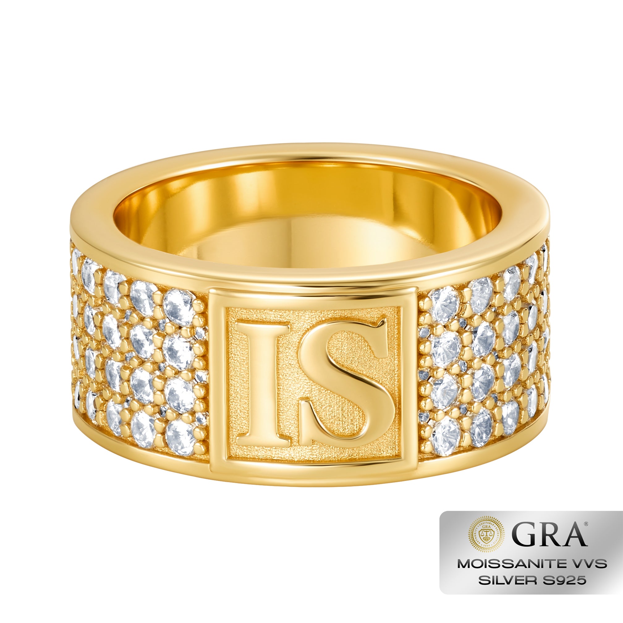Pierścień Band Diamond IS Moissanit VVS S925 Złoto