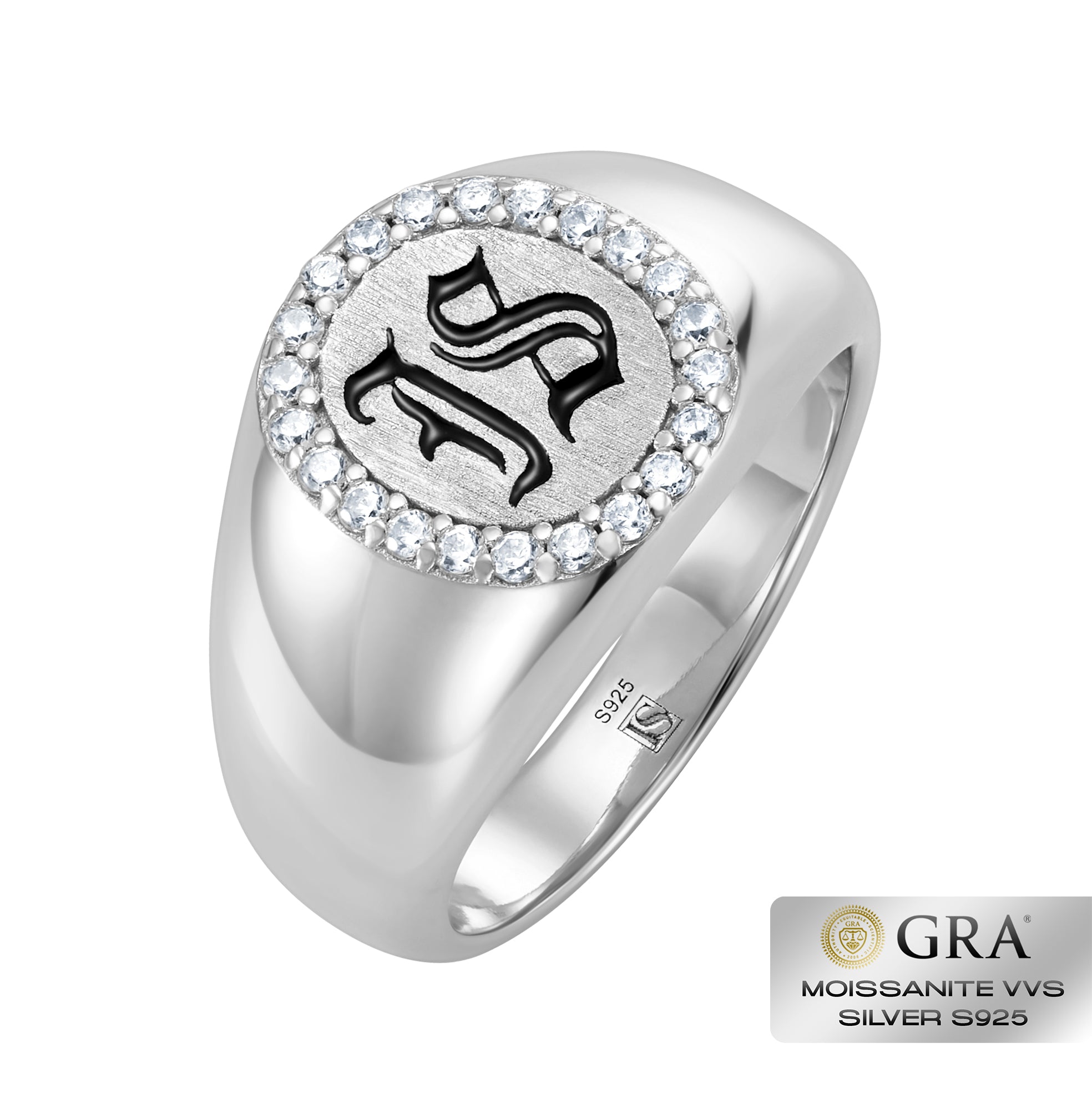 Pierścień Diamond IS Gothic Moissanit VVS S925 Białe Złoto