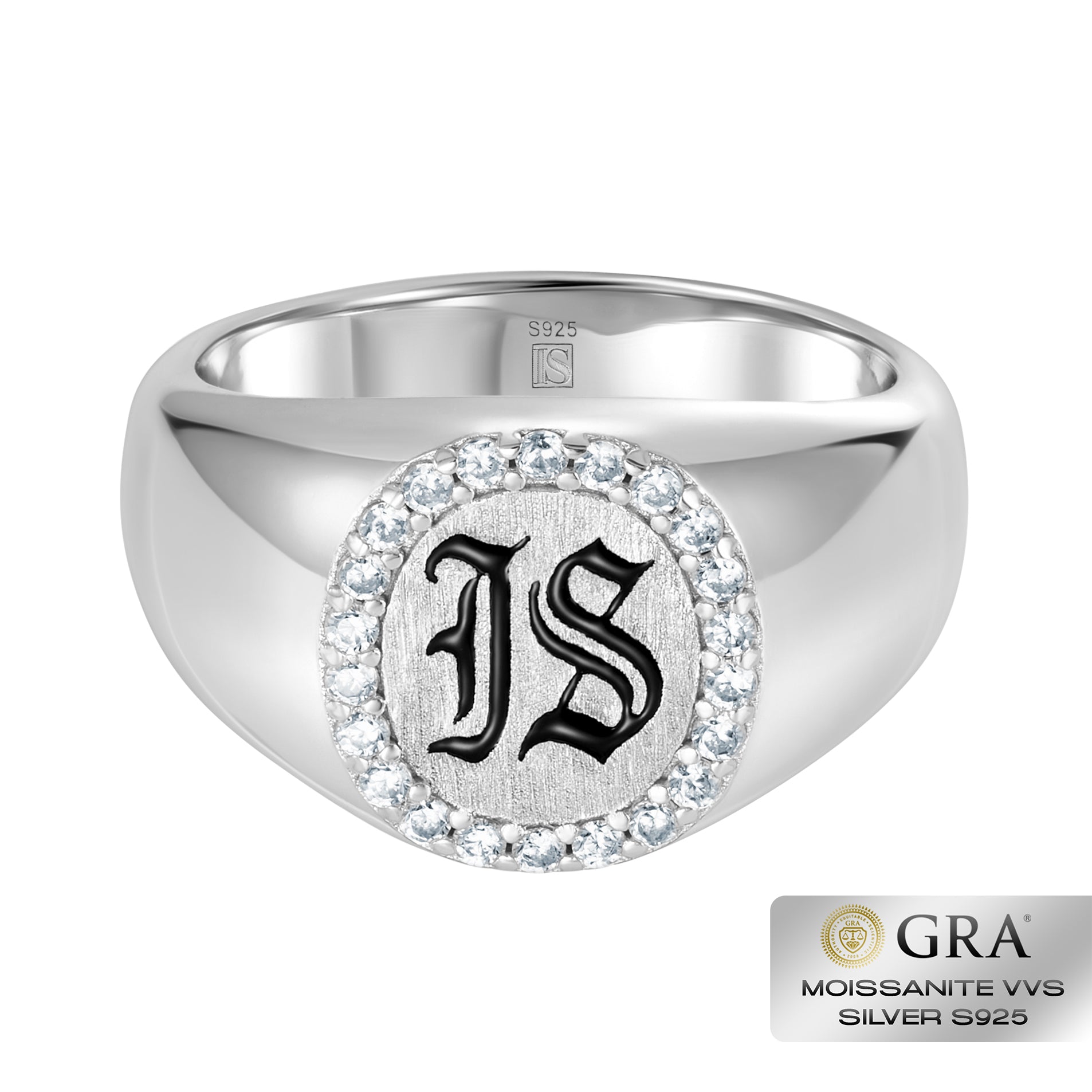 Pierścień Diamond IS Gothic Moissanit VVS S925 Białe Złoto