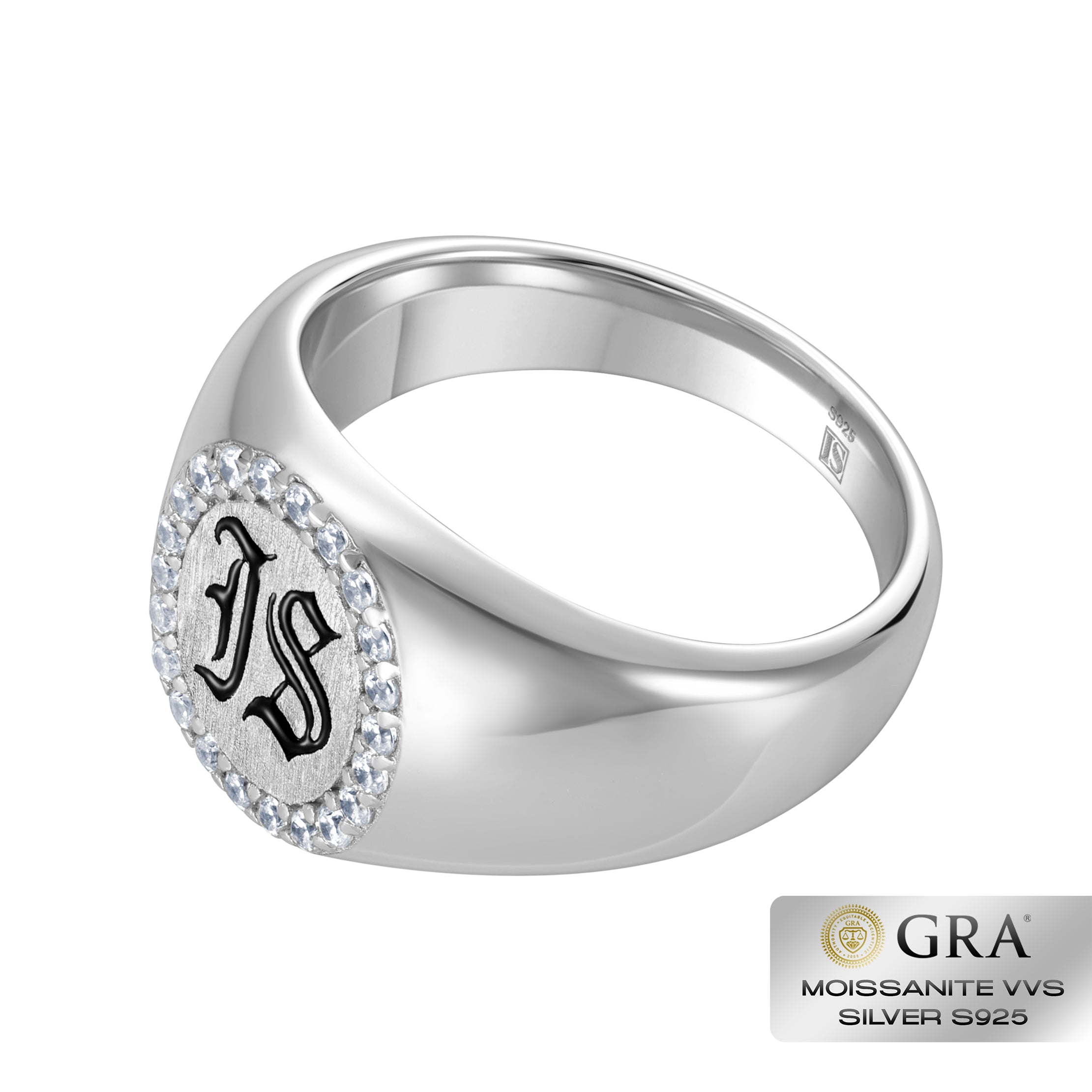 Pierścień Diamond IS Gothic Moissanit VVS S925 Białe Złoto