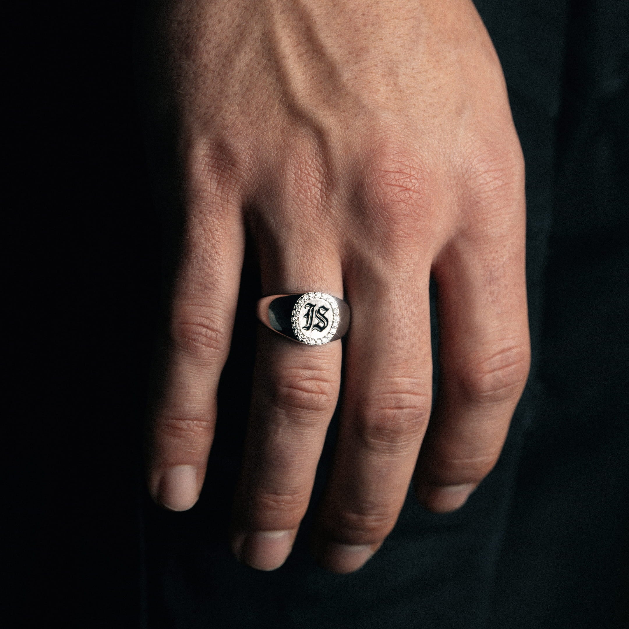 Pierścień Diamond IS Gothic Moissanit VVS S925 Białe Złoto