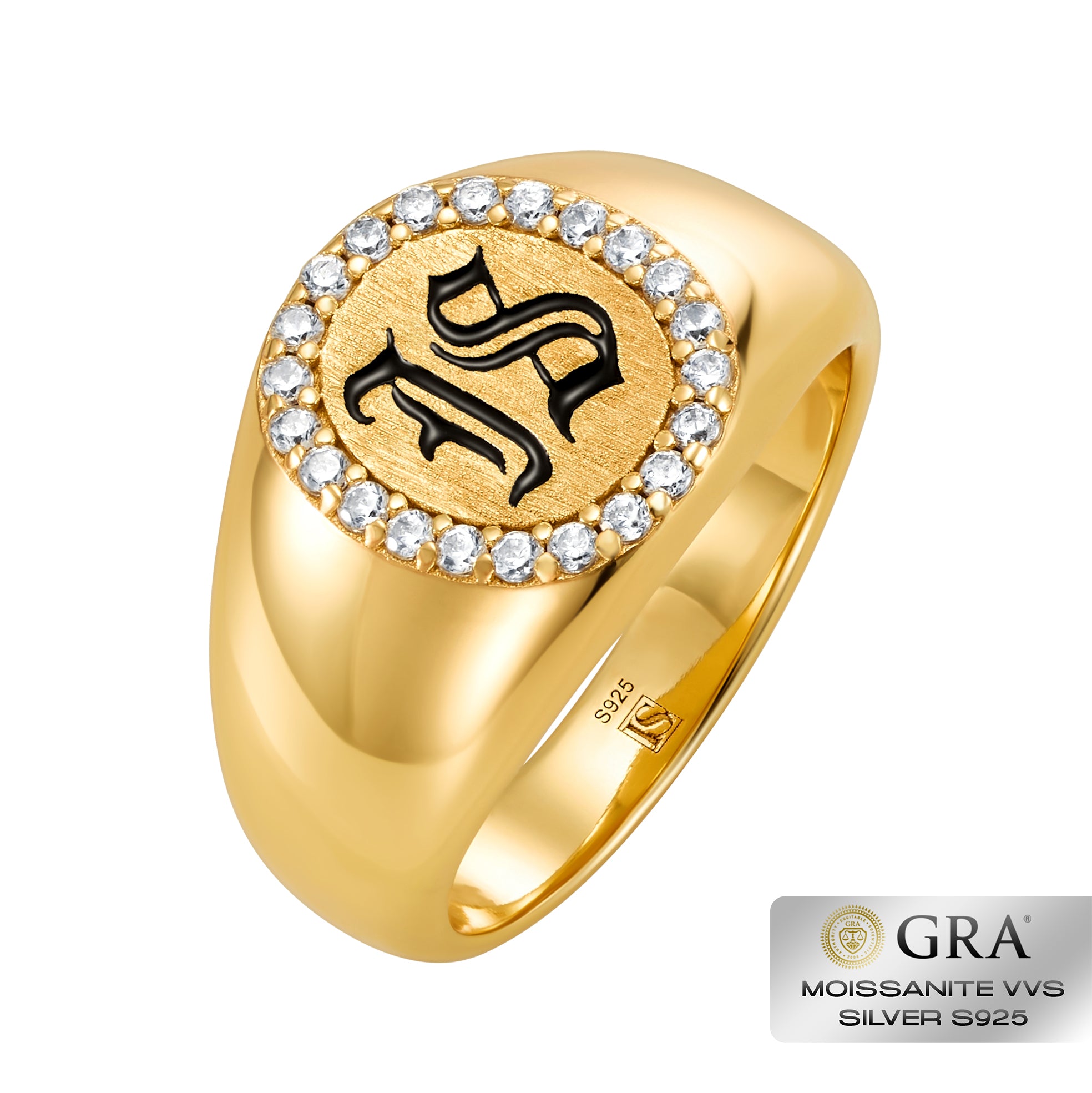 Pierścień Diamond IS Gothic Moissanit VVS S925 Złoto