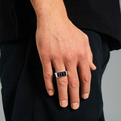 Pierścień Lucky 777 Białe Złoto