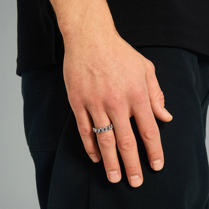 Pierścień Miami Cuban 5mm Białe Złoto