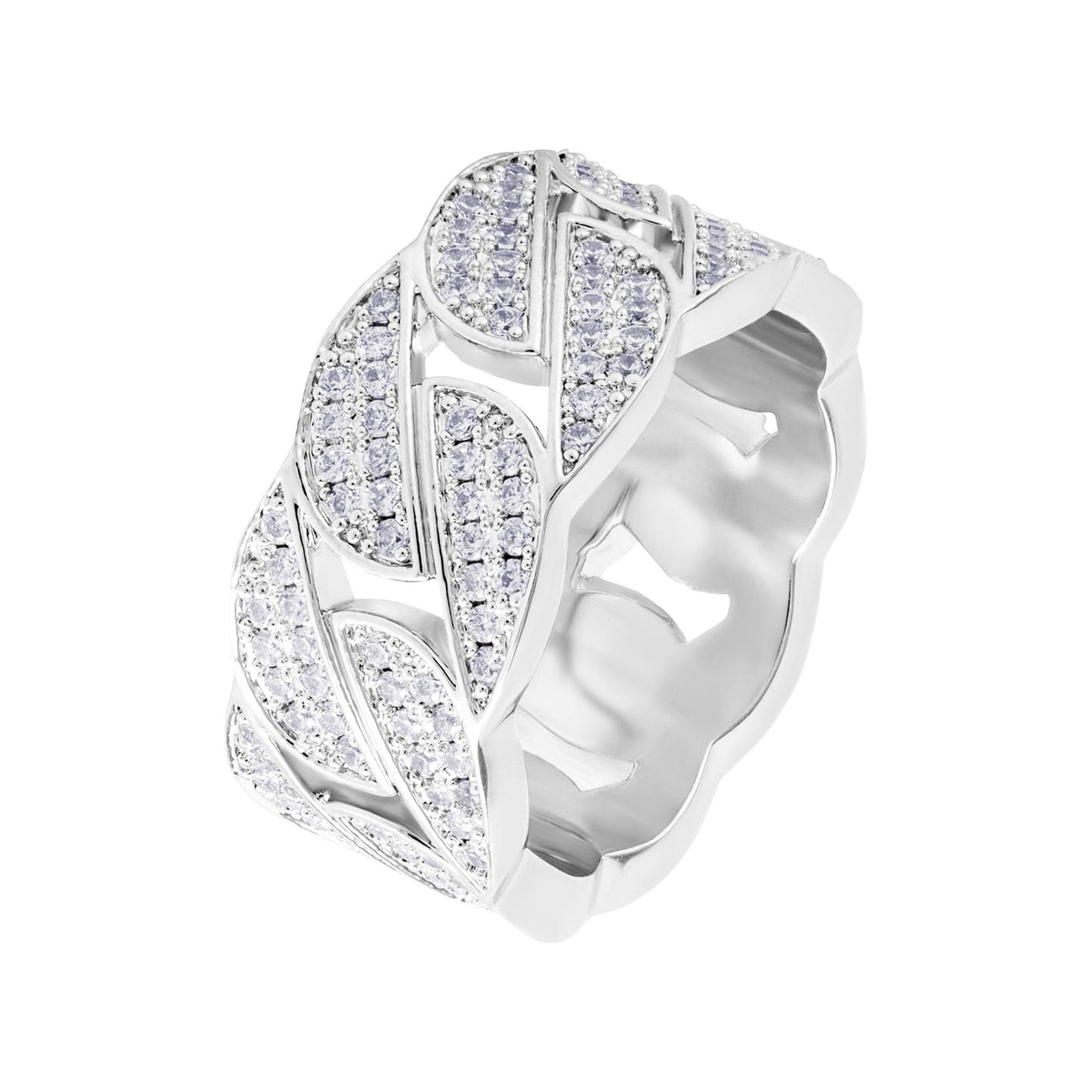 Pierścień Diamond Cuban Białe Złoto