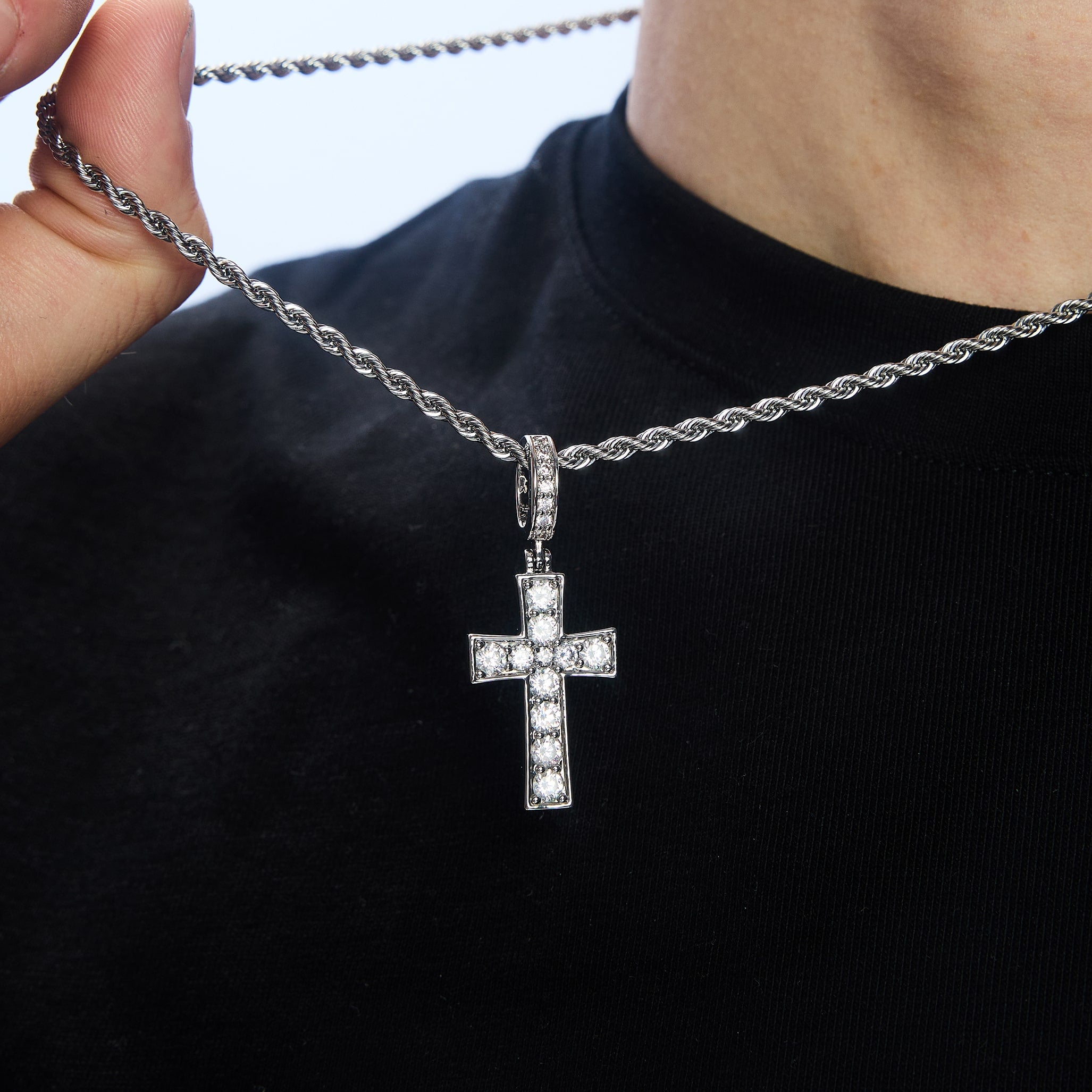 Zawieszka Diamond Gem Cross Białe Złoto