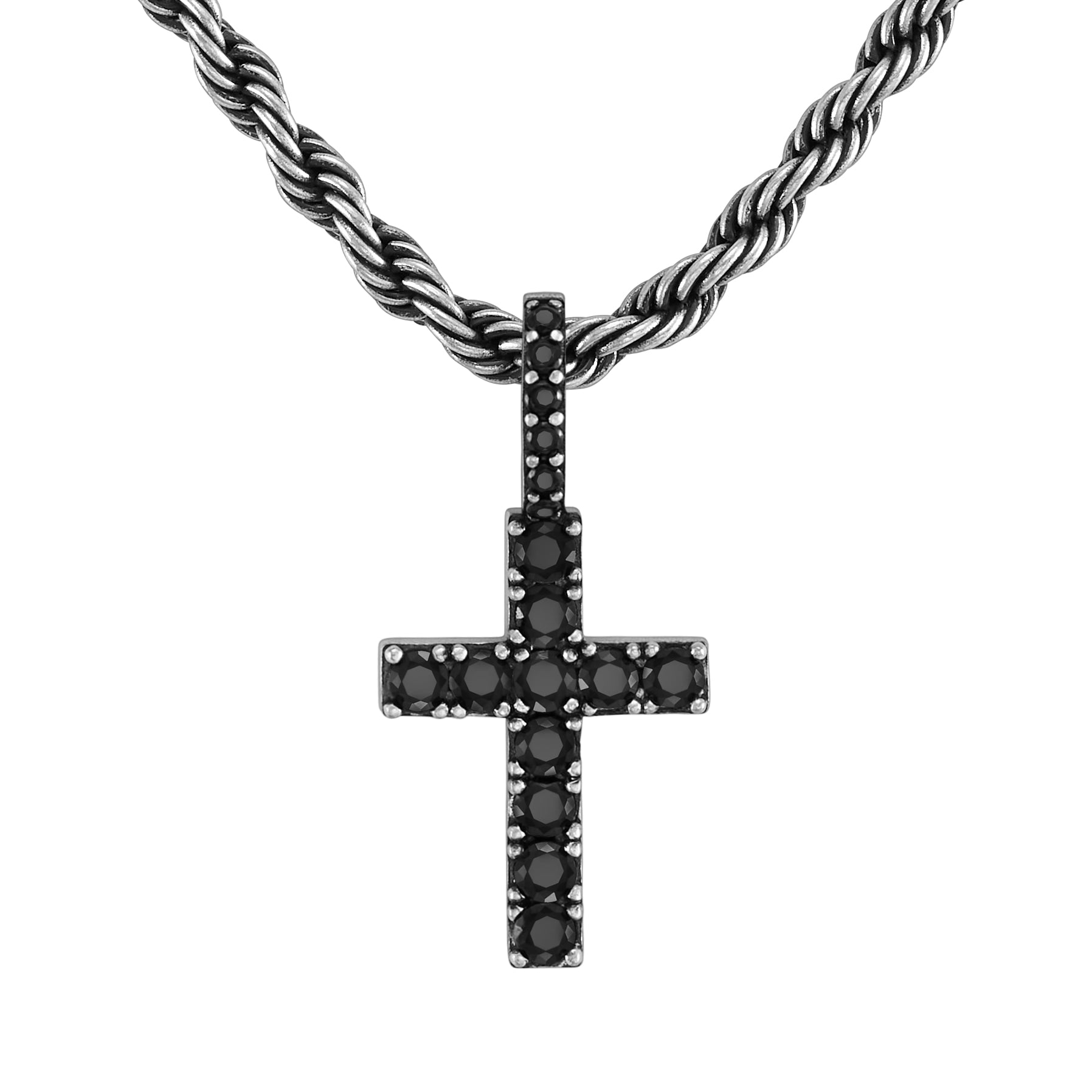 Zawieszka Micro Diamond Cross Raw Białe Złoto