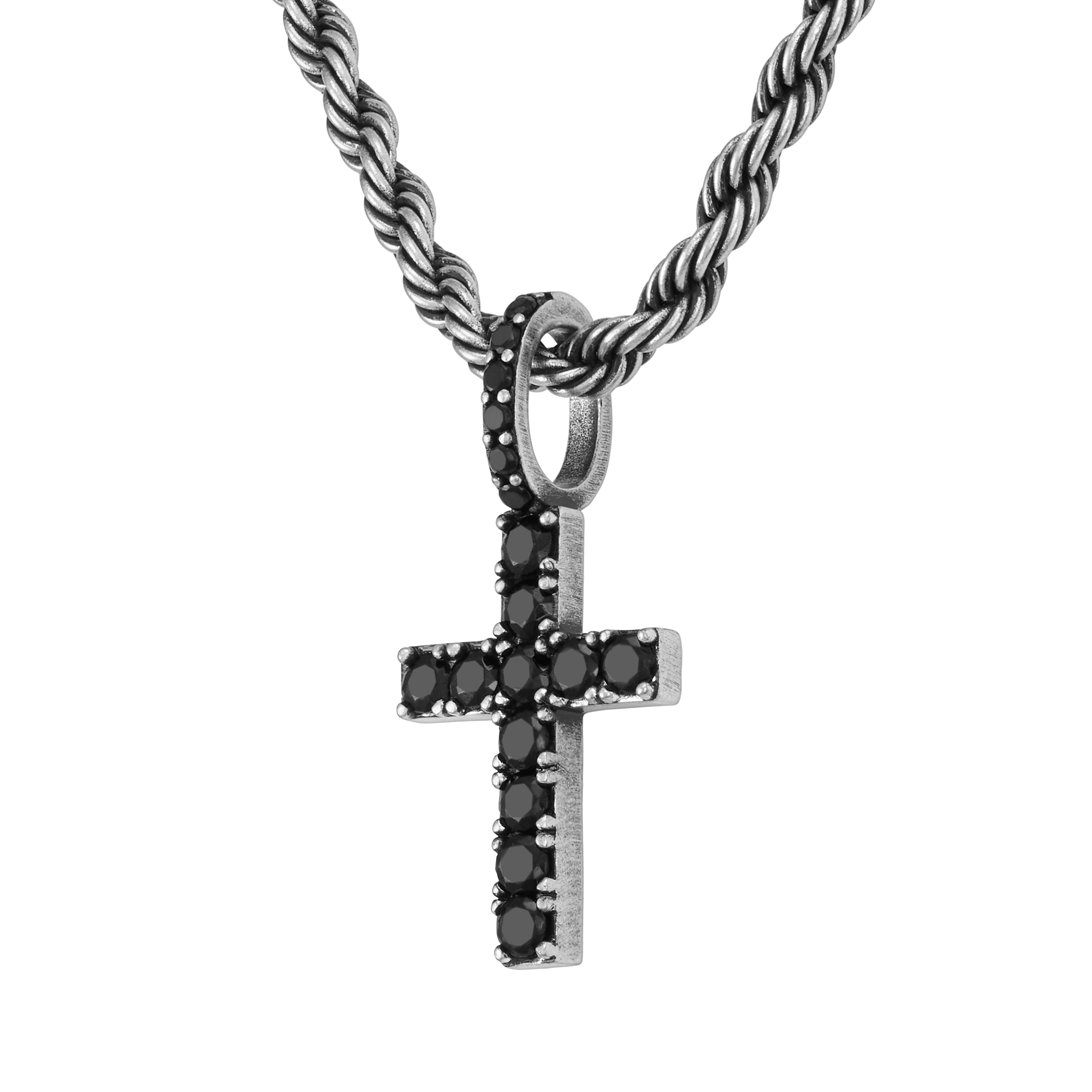 Zawieszka Micro Diamond Cross Raw Białe Złoto