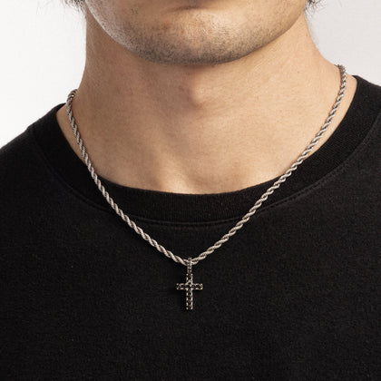 Zawieszka Micro Diamond Cross Raw Białe Złoto