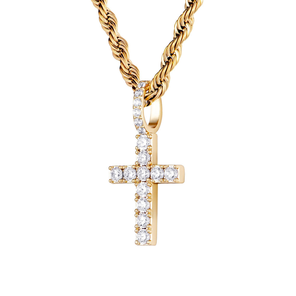 Zawieszka Krzyż | Micro Diamond Cross Złoto | ICED STUFF®