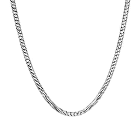 Łańcuch Round Snake 4mm Żmijka Białe Złoto