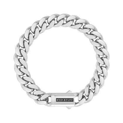 Bransoletka Premium Curb Cuban Link 10mm Białe Złoto