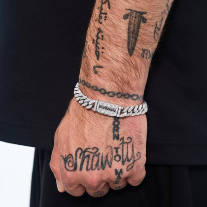 Bransoletka Premium Diamond Cuban Link 10mm Białe Złoto