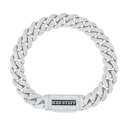 Bransoletka Premium Diamond Cuban Link 10mm Białe Złoto