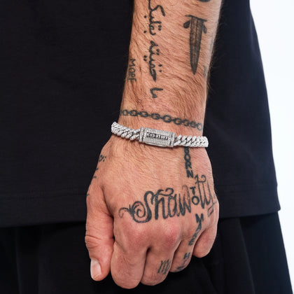 Bransoletka Premium Diamond Cuban Link 8mm Białe Złoto