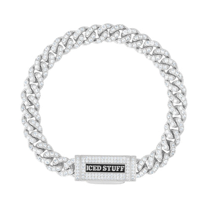 Bransoletka Premium Diamond Cuban Link 8mm Białe Złoto