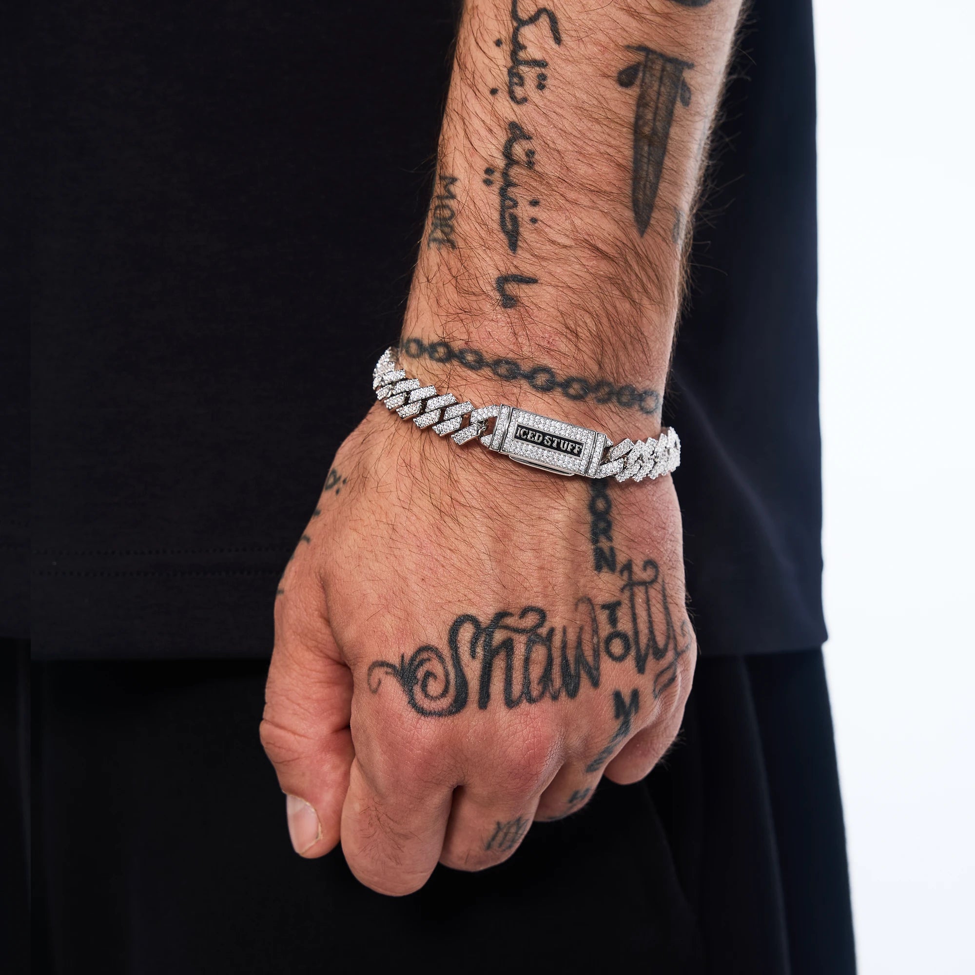 Bransoletka Premium Diamond Prong Cuban Link 10mm Białe Złoto