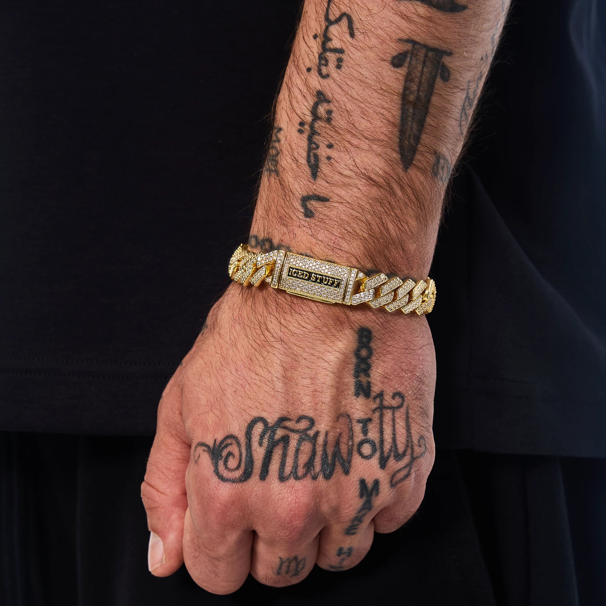 Bransoletka Premium Diamond Prong Cuban Link 12mm Złoto