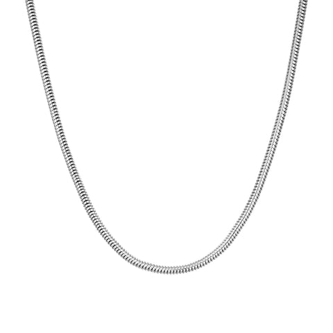 Łańcuch Round Snake 3mm Żmijka Białe Złoto