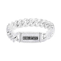 Bransoletka Premium Diamond Cuban Link 12mm Białe Złoto