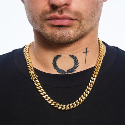 Łańcuch Premium Curb Cuban Link 10mm Złoto
