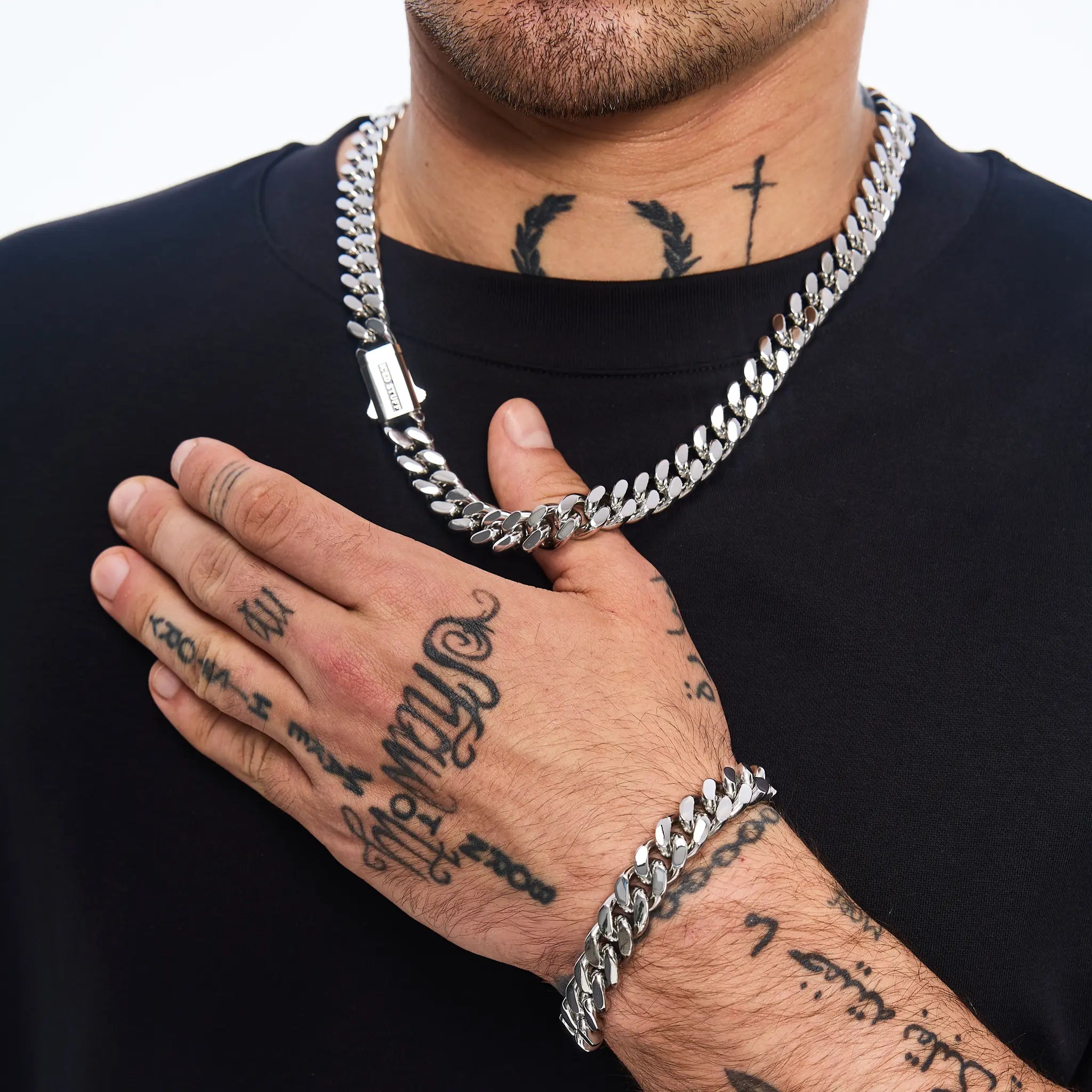 Łańcuch Premium Curb Cuban Link 12mm Białe Złoto