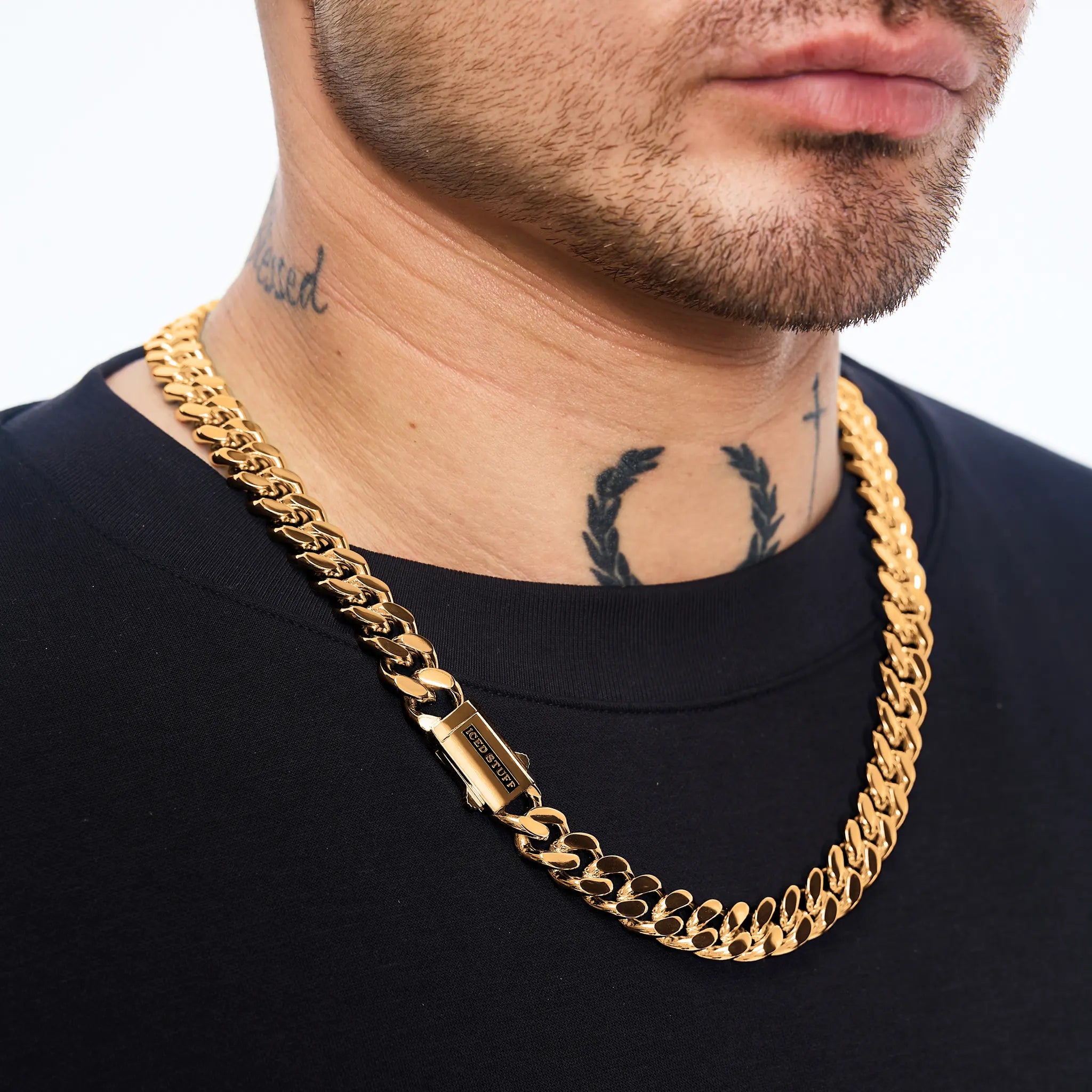 Łańcuch Premium Curb Cuban Link 12mm Złoto