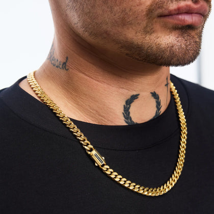 Łańcuch Premium Curb Cuban Link 8mm Złoto
