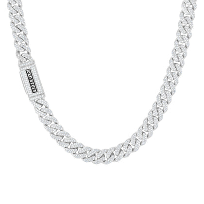 Łańcuch Premium Diamond Cuban Link 10mm Białe Złoto