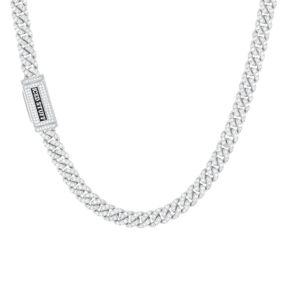 Łańcuch Premium Diamond Cuban Link 8mm Białe Złoto