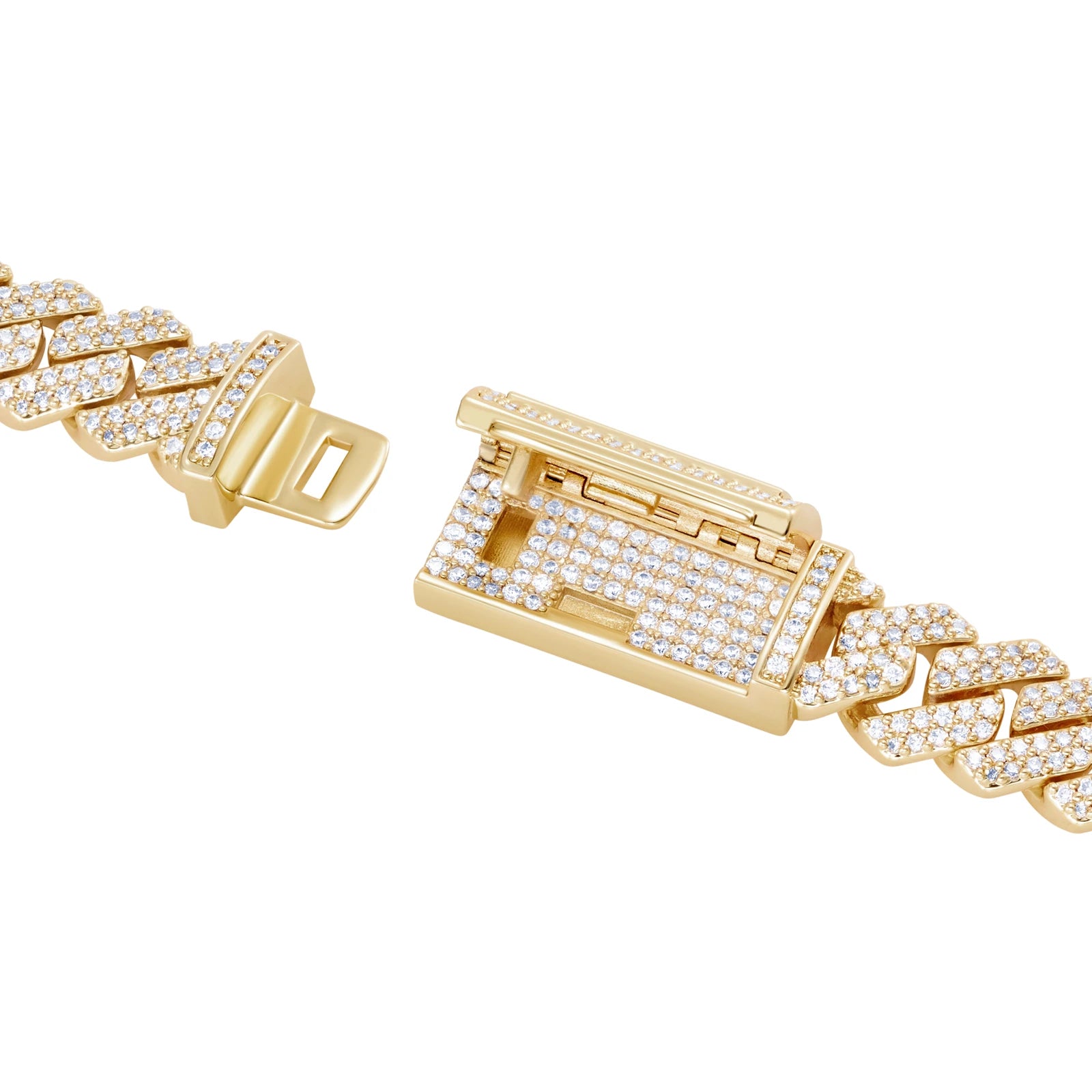Łańcuch Premium Diamond Prong Cuban Link 10mm Złoto