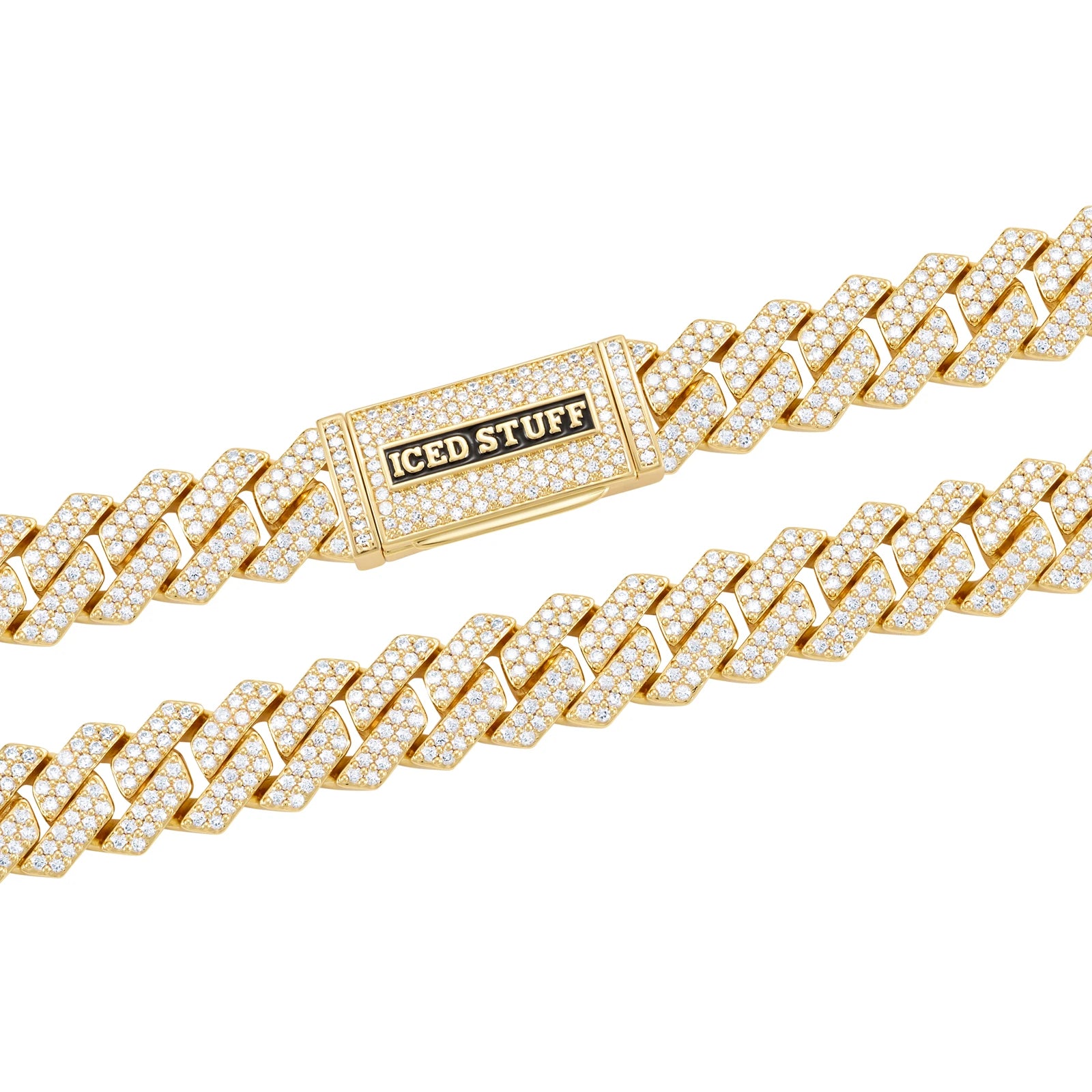 Bransoletka Premium Diamond Prong Cuban Link 12mm Złoto
