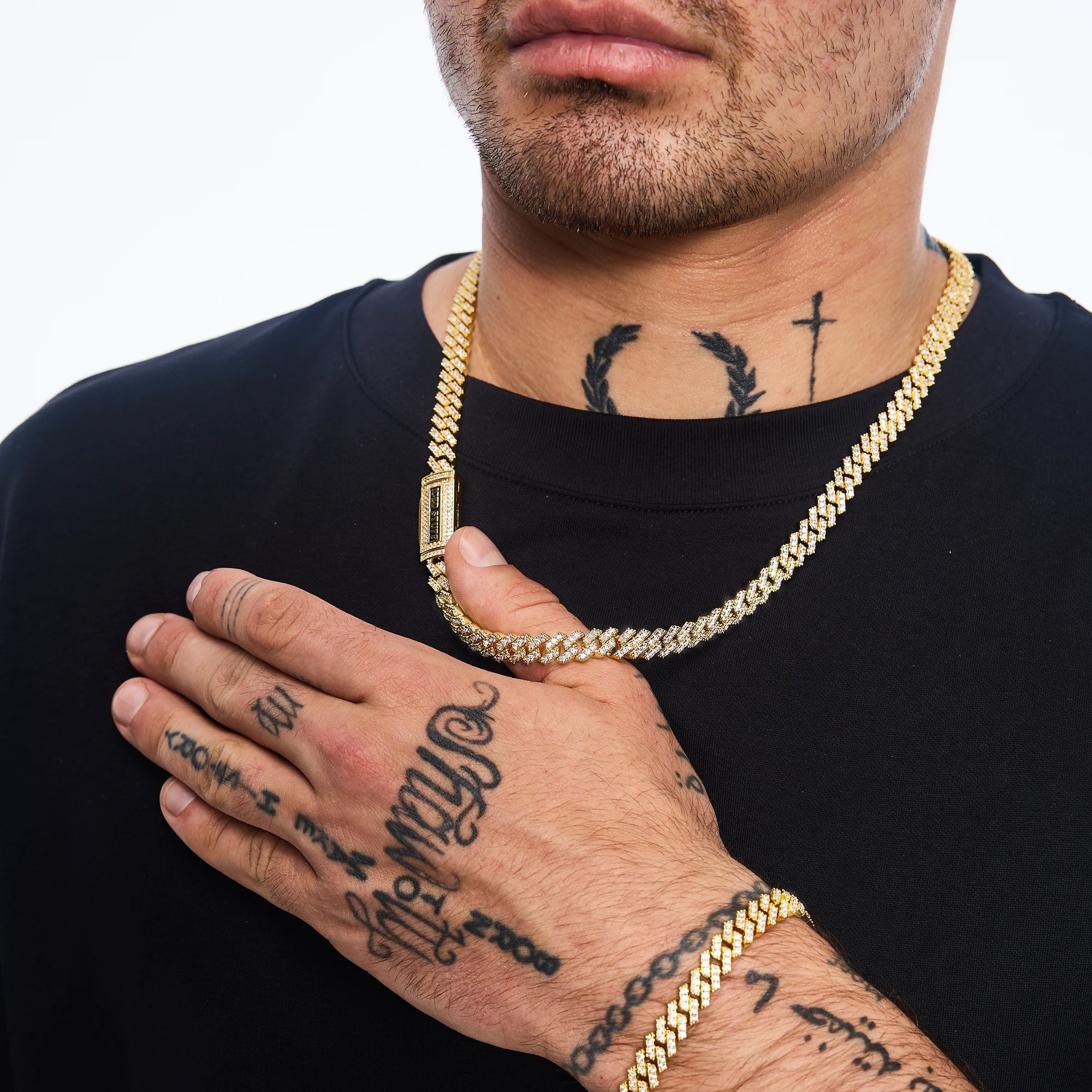 Łańcuch Premium Diamond Prong Cuban Link 8mm Złoto