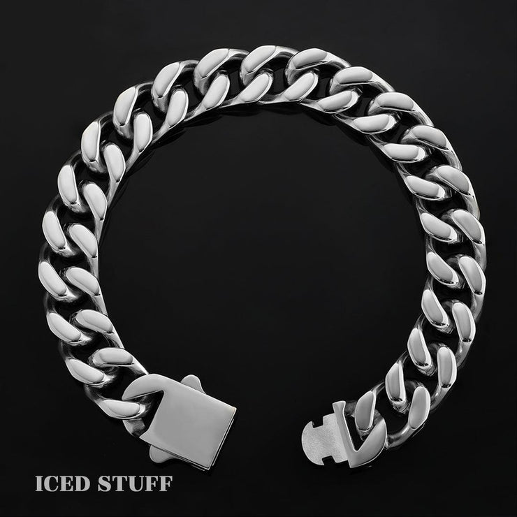 CURB CUBAN LINK 12MM BIAŁE ZŁOTO