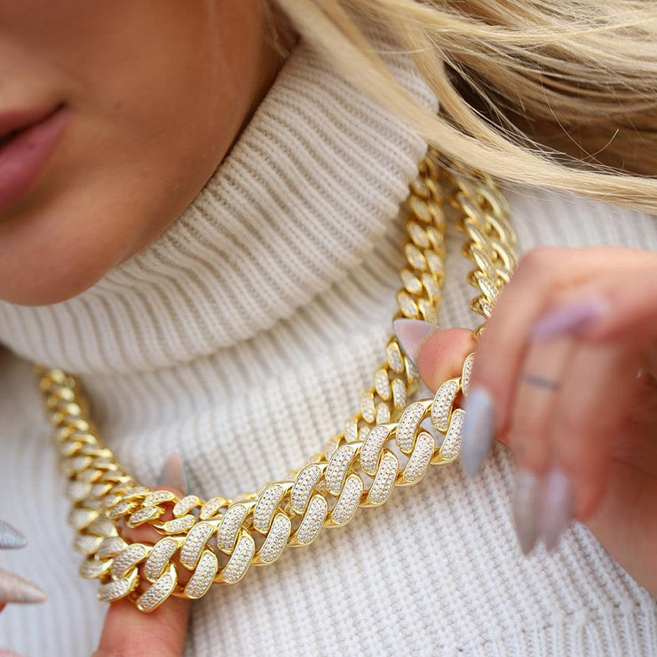 DIAMOND CUBAN LINK 12MM ZŁOTO