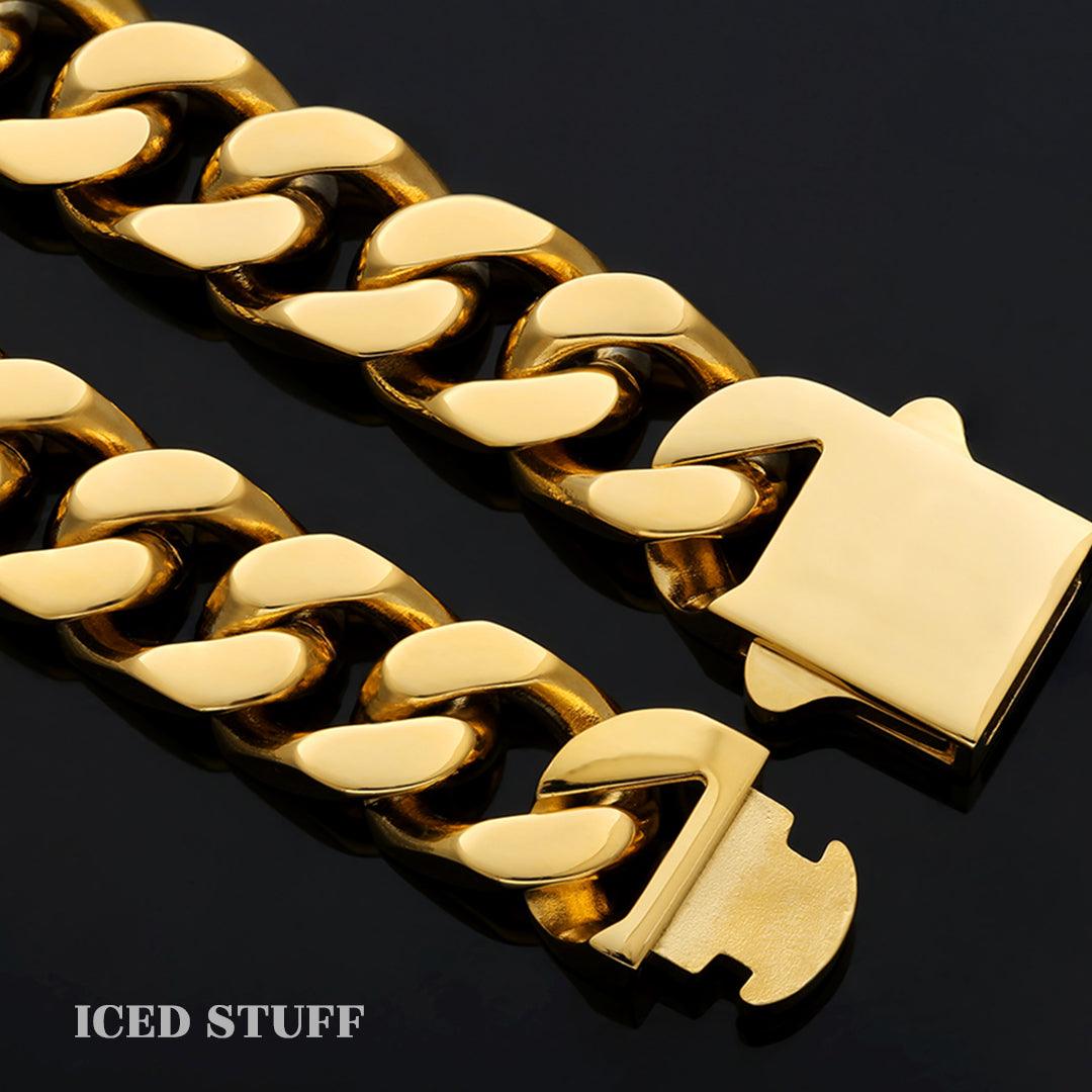 Łańcuch Curb Cuban Link 12mm Złoto - IcedStuff